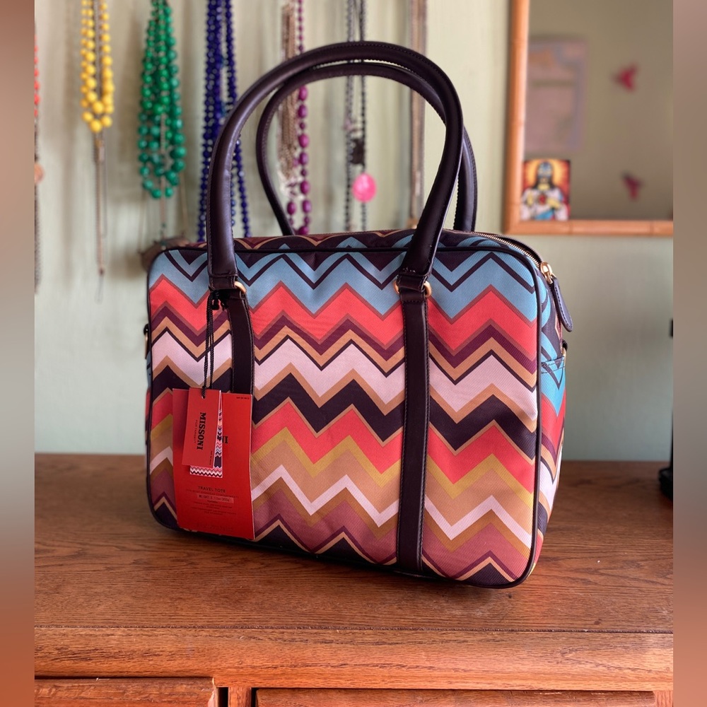 Missoni for Target Color Zig Zag Laptop Shoulder Bag Travel Tote  NWT